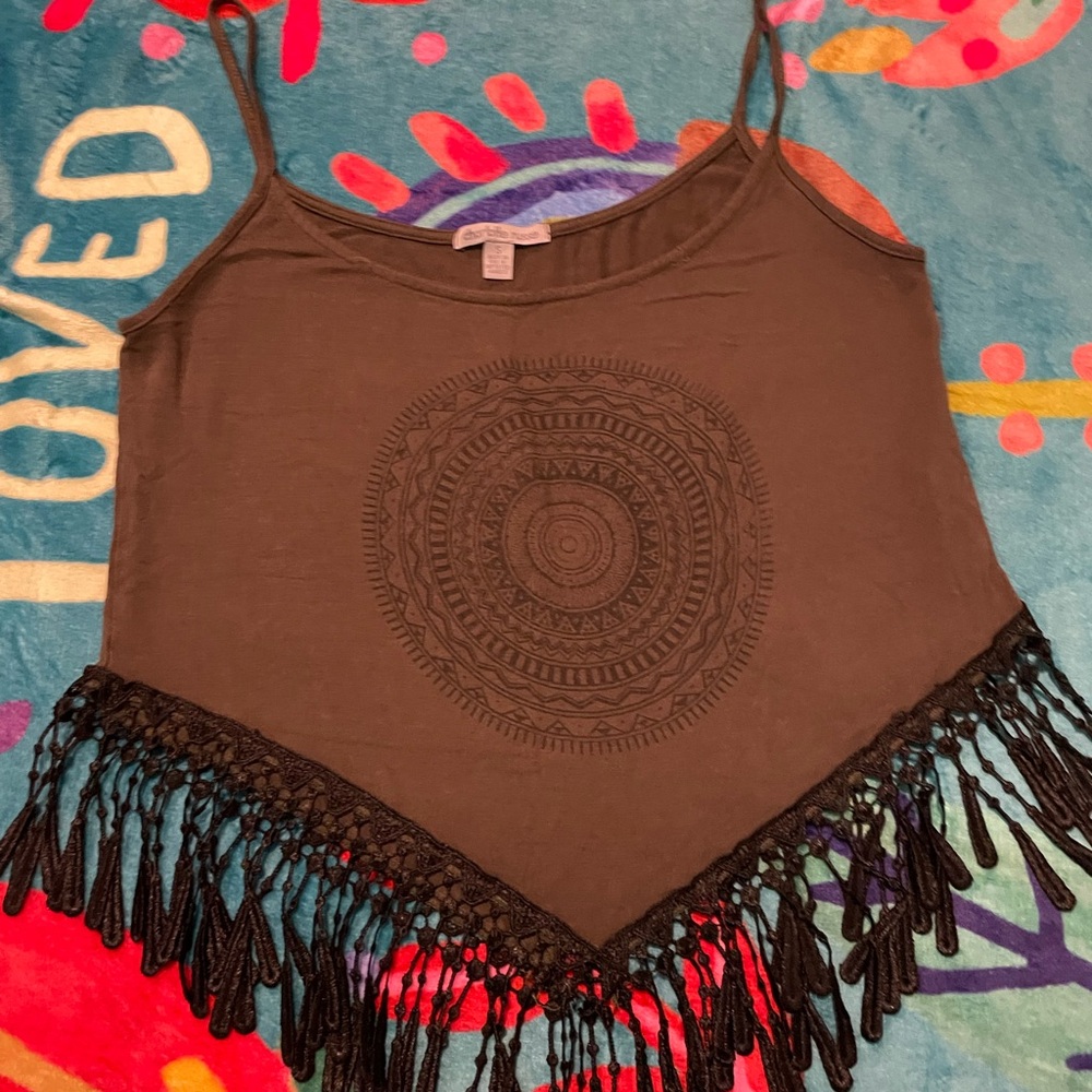 Charlotte Russe Brown Asymmetrical Embellished Camisole
